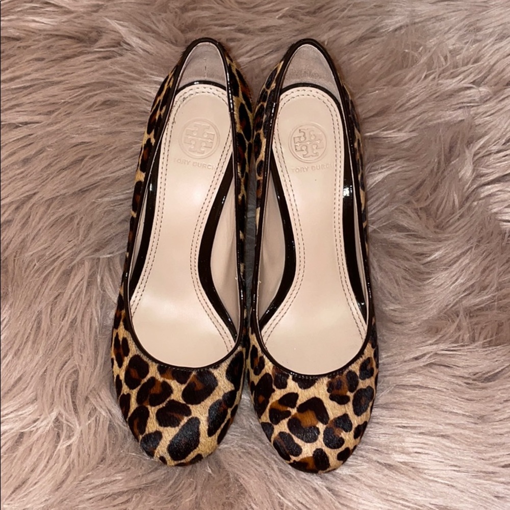 Leopard Tory Burch wedges